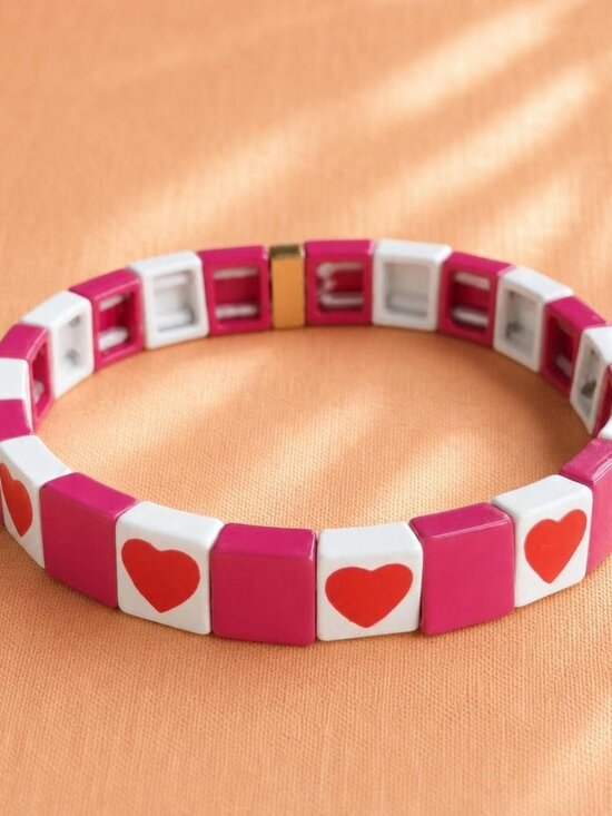 Roxanne Assoulin Jewelry - Roxanne Assoulin All Heart Pink White Stretch Bracelet